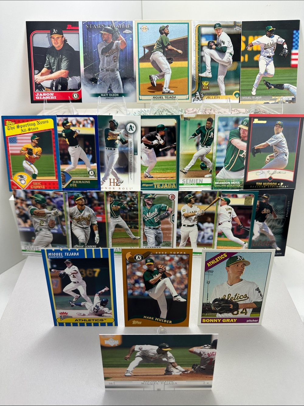 Oakland Aβs Miguel Tejada lot of 23 +Giambi/Chapman/Hudson/Mulder/Dye/Olson
